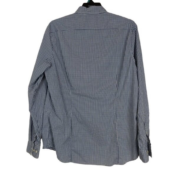 Michael Kors | Trim Stretch Blue Check Shirt Button Front | Size XL - Picture 3 of 10